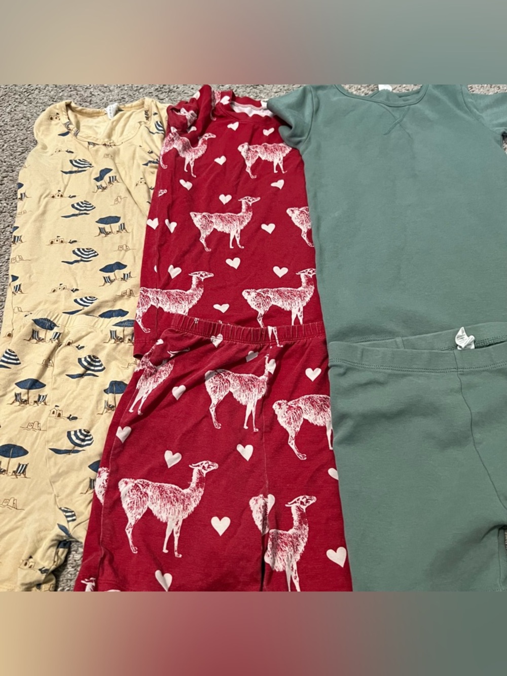 Kate quinn Kids Pajama Sets Bundle - Red, Cream, Green Size 8